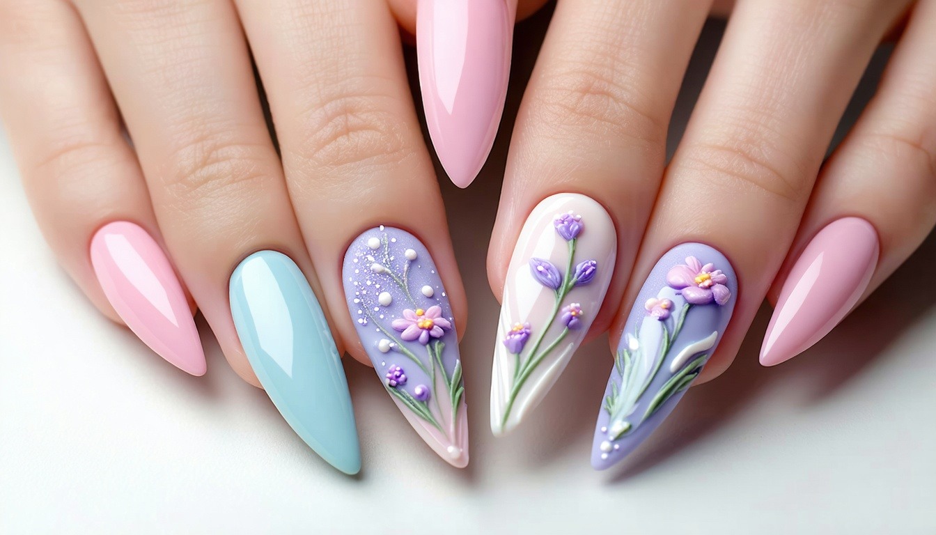 A close-up of hands with beautifully designed Gel